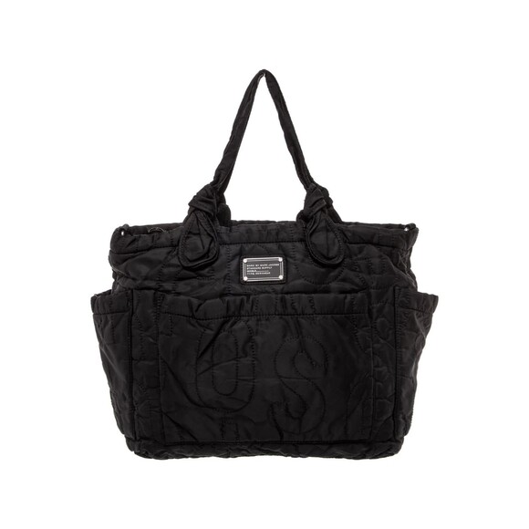 Marc By Marc Jacobs Black Quilted Nylon Tote Logo Handbag or Diaper Bag Pockets - Picture 1 of 10